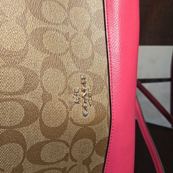 Coach Signature Sierra Satchel in Khaki/Magenta- Gorgeous!! - Picture 2 of 10